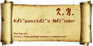 Káposztás Nándor névjegykártya